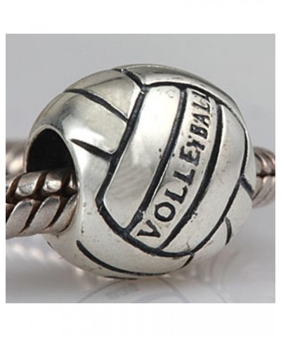 Volleyball Charm 925 Sterling Silver Ball Charm Sport Charm for Pandoar Bracelet (A) A $10.25 Bracelets