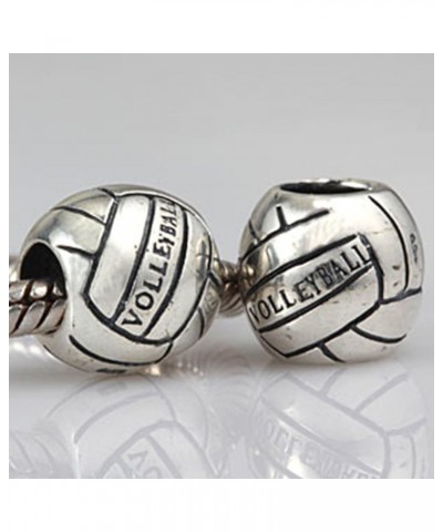 Volleyball Charm 925 Sterling Silver Ball Charm Sport Charm for Pandoar Bracelet (A) A $10.25 Bracelets