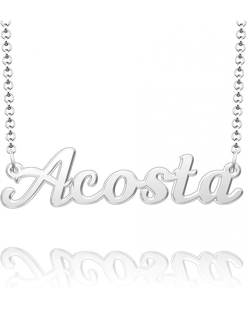 Real Silver Custom Name Necklace Personalized Nameplate Silver Pendant 925 Acosta $13.33 Necklaces