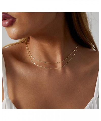 14K Gold Necklaces for Women Cute Dot Chain Choker Dainty Layered Bead Necklace for Women Pretty Jewelry Gifts for Women Girl...