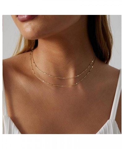 14K Gold Necklaces for Women Cute Dot Chain Choker Dainty Layered Bead Necklace for Women Pretty Jewelry Gifts for Women Girl...