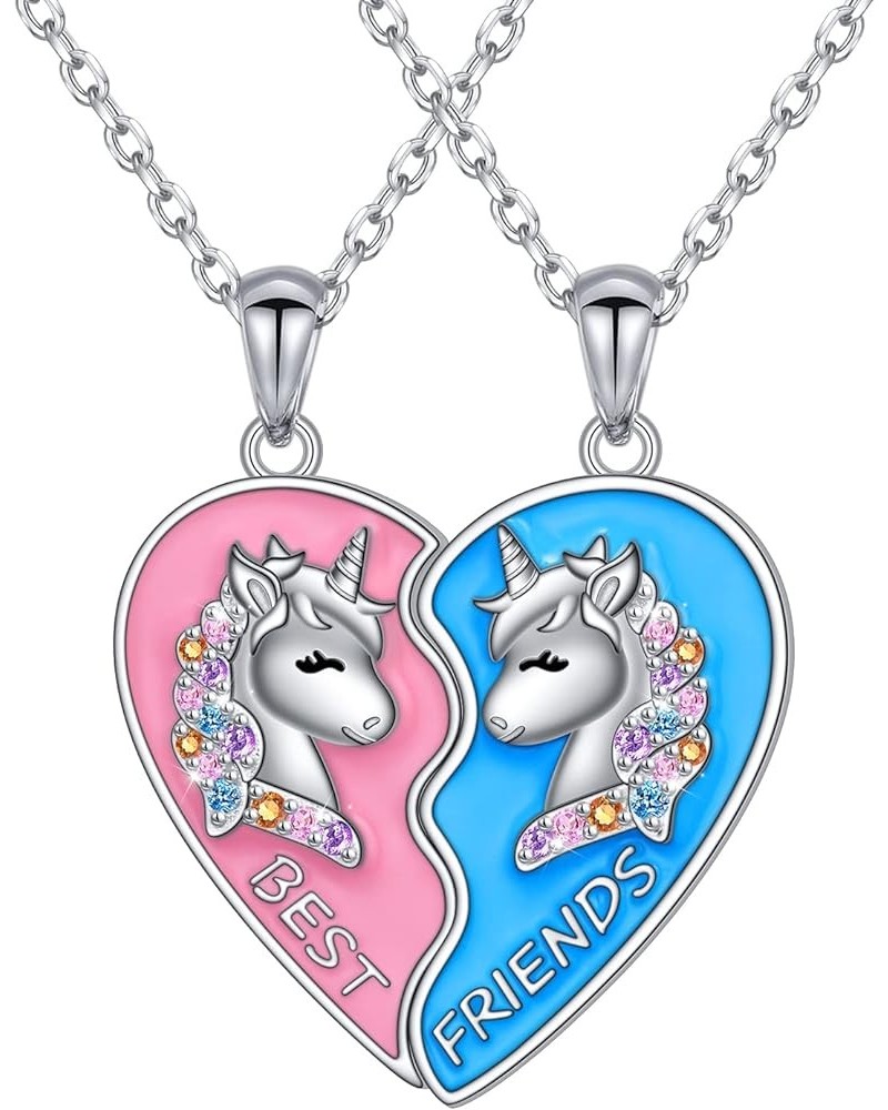 S925 Sterling Silver Best Friends Necklaces Matching Heart Friendship Necklaces for 2 BFF Gifts Jewelry Set Unicorn $26.54 Ne...