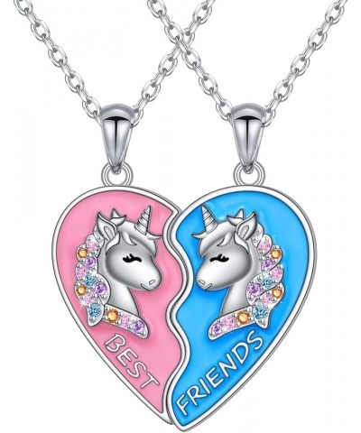 S925 Sterling Silver Best Friends Necklaces Matching Heart Friendship Necklaces for 2 BFF Gifts Jewelry Set Unicorn $26.54 Ne...