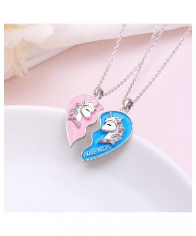 S925 Sterling Silver Best Friends Necklaces Matching Heart Friendship Necklaces for 2 BFF Gifts Jewelry Set Unicorn $26.54 Ne...