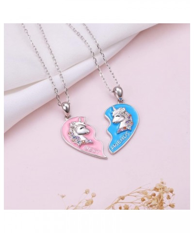 S925 Sterling Silver Best Friends Necklaces Matching Heart Friendship Necklaces for 2 BFF Gifts Jewelry Set Unicorn $26.54 Ne...