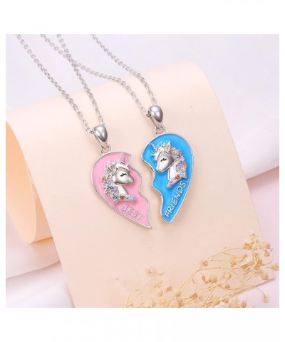 S925 Sterling Silver Best Friends Necklaces Matching Heart Friendship Necklaces for 2 BFF Gifts Jewelry Set Unicorn $26.54 Ne...