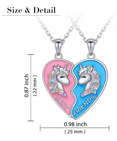 S925 Sterling Silver Best Friends Necklaces Matching Heart Friendship Necklaces for 2 BFF Gifts Jewelry Set Unicorn $26.54 Ne...