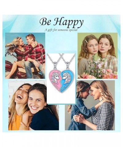 S925 Sterling Silver Best Friends Necklaces Matching Heart Friendship Necklaces for 2 BFF Gifts Jewelry Set Unicorn $26.54 Ne...