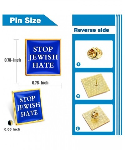 12/50/100Pcs Samll Israel Blue square stop Jewish hate Lapel Pins Bulk - Metal Israeli Jewish Pins Brooch Badge Souvenir 12-P...