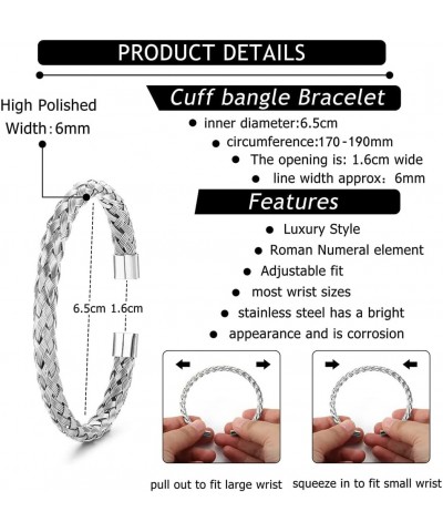 3pcs/set Classical Handmade Braiding Bracelet Hip Hop Men Pave CZ Leopard Head Roman Numeral Bracelet Stainless Steel Jewelry...