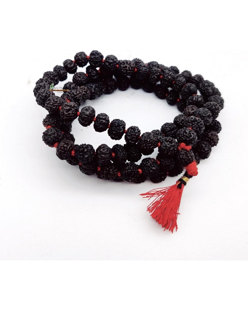 Panch mukhi Black rudraksha mala 108+1 Beads for Meditation Brown $13.49 Necklaces