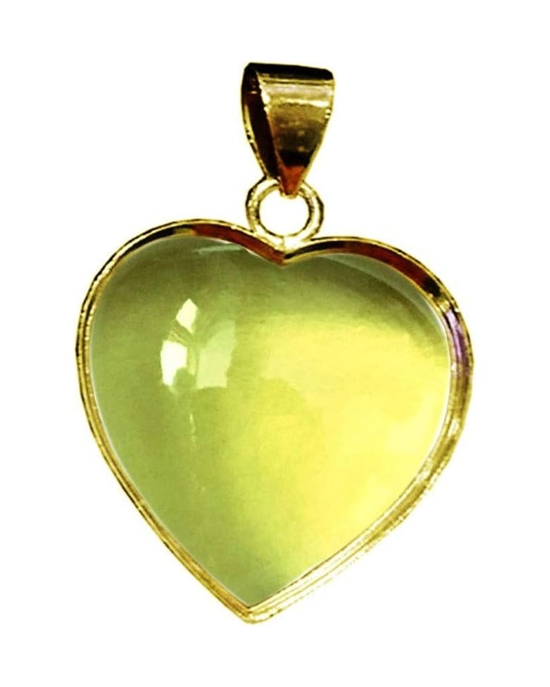 Choose Your Gemstone Pendants Heart Shape Sterling Silver 18K Gold Plated Locket For Men Women natural-cabachon-lemon-quartz ...