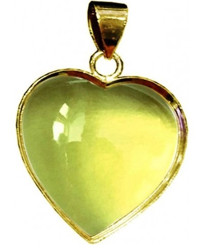 Choose Your Gemstone Pendants Heart Shape Sterling Silver 18K Gold Plated Locket For Men Women natural-cabachon-lemon-quartz ...