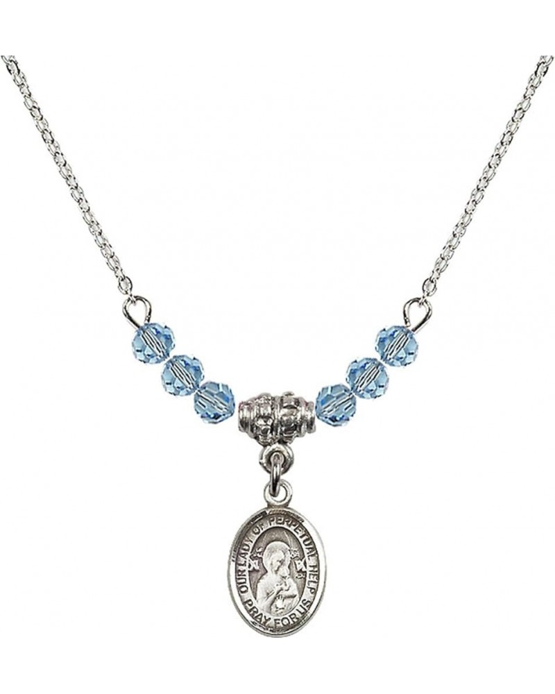 March Birth Month Bead Necklace with Catholic Patron Saint Petite Charm, 18 Inch Our Lady of Perpetual Help $26.60 Necklaces