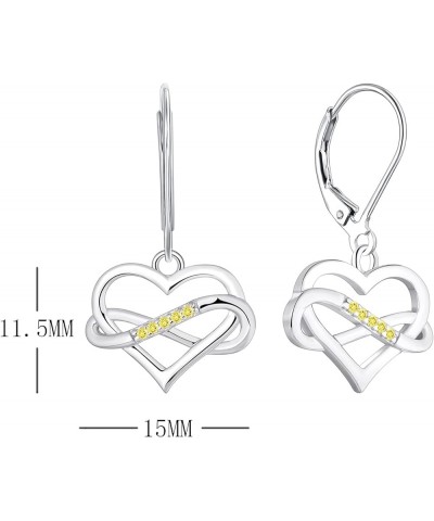 Women Heart Infinity Earrings,925 Sterling Silver Leverback Dangle & Drop Earrings with 3A Cubic Zirconia with White Gold Pla...