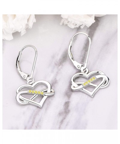 Women Heart Infinity Earrings,925 Sterling Silver Leverback Dangle & Drop Earrings with 3A Cubic Zirconia with White Gold Pla...