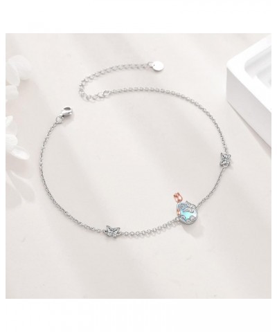 Sterling Silver Anklet for Women Crystal Butterfly Dragonfly Evil Eye Ankle Bracelet Moonstone Butterfly Anklet $9.90 Anklets