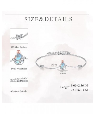 Sterling Silver Anklet for Women Crystal Butterfly Dragonfly Evil Eye Ankle Bracelet Moonstone Butterfly Anklet $9.90 Anklets