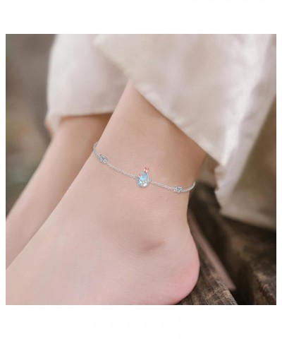 Sterling Silver Anklet for Women Crystal Butterfly Dragonfly Evil Eye Ankle Bracelet Moonstone Butterfly Anklet $9.90 Anklets