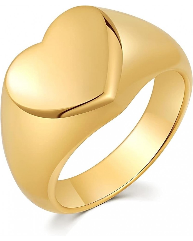 Vintage Stainless Steel Love Heart Promise Statement Cocktail Party Ring For Women Size 6-10 gold $7.13 Rings