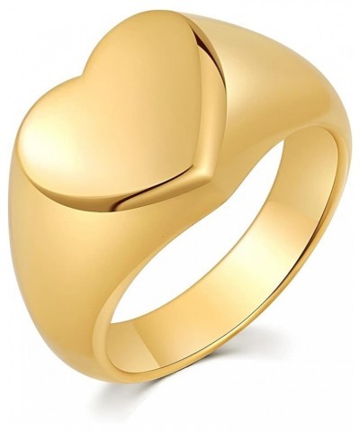 Vintage Stainless Steel Love Heart Promise Statement Cocktail Party Ring For Women Size 6-10 gold $7.13 Rings