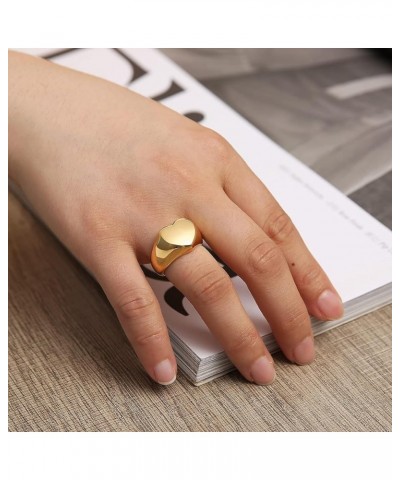 Vintage Stainless Steel Love Heart Promise Statement Cocktail Party Ring For Women Size 6-10 gold $7.13 Rings