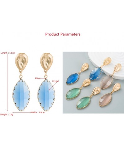 Geometric Crystal Dangle Drop Statement Earrings for Women Girls Hypoallergenic Hammered Teardrop Gold Tone Dangling Studs Li...