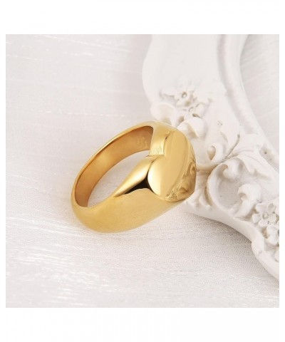 Vintage Stainless Steel Love Heart Promise Statement Cocktail Party Ring For Women Size 6-10 gold $7.13 Rings