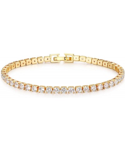 18K Gold Plated Cubic Zirconina Tennis Bracelet 3MM/4MM/5MM White Gold Plated Bracelets for Women Girls 7.5 inches Gold $7.83...