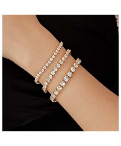 18K Gold Plated Cubic Zirconina Tennis Bracelet 3MM/4MM/5MM White Gold Plated Bracelets for Women Girls 7.5 inches Gold $7.83...