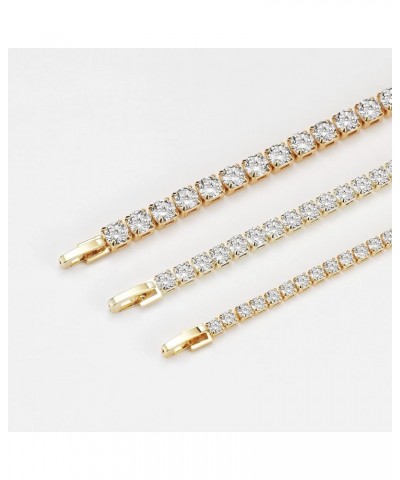 18K Gold Plated Cubic Zirconina Tennis Bracelet 3MM/4MM/5MM White Gold Plated Bracelets for Women Girls 7.5 inches Gold $7.83...