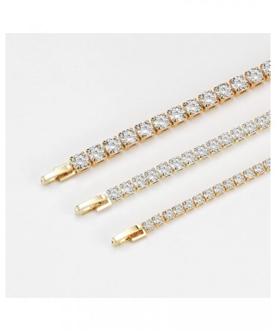 18K Gold Plated Cubic Zirconina Tennis Bracelet 3MM/4MM/5MM White Gold Plated Bracelets for Women Girls 7.5 inches Gold $7.83...