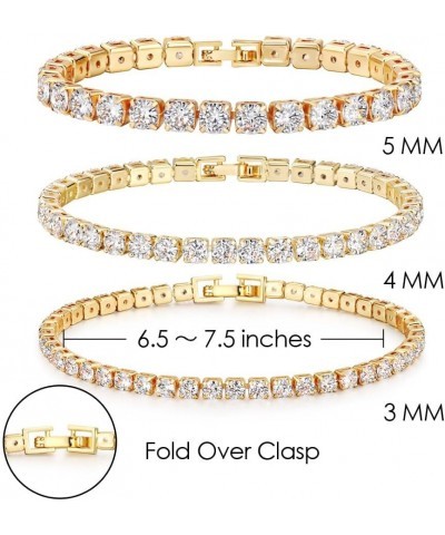 18K Gold Plated Cubic Zirconina Tennis Bracelet 3MM/4MM/5MM White Gold Plated Bracelets for Women Girls 7.5 inches Gold $7.83...