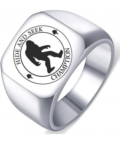 Hide And Seek Champion Stainless Steel Mens Womens Ring 4.Silver 14MMx15MM $6.43 Rings