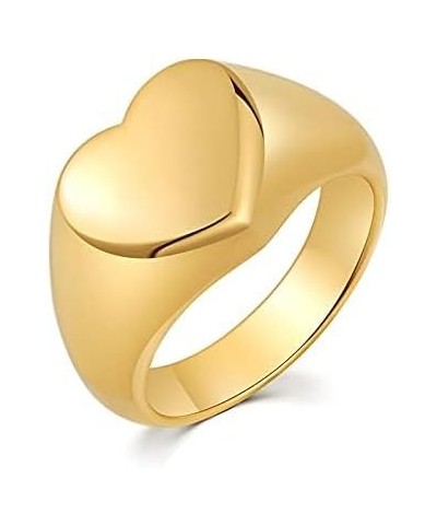 Vintage Stainless Steel Love Heart Promise Statement Cocktail Party Ring For Women Size 6-10 gold $7.13 Rings