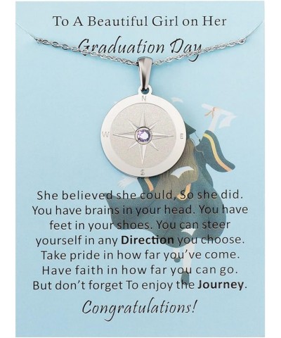 Birthstones Compass Necklace Graduation Gifts for Her College Graduation Gift for Friend High School Senior Granduation Class...