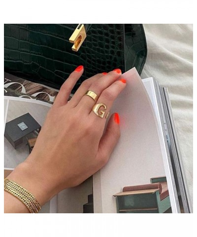 Initial Ring 18K Gold Plated Letter Rings for Women Open Adjustable Rings Chunky Initial Ring Bold Statement Rings B-Gold $10...