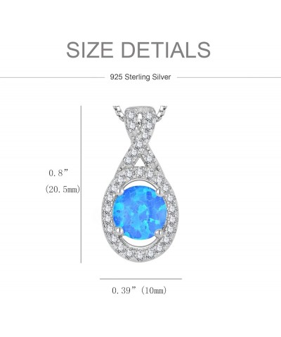 Created Fire Opal Necklace 925 Sterling Silver Pendant with Chain with 5A Cubic Zirconia Jewelry Gift for Women D blue opal $...