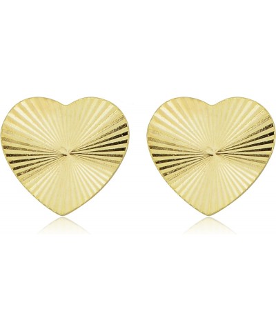 14k Yellow Gold Diamond-cut Heart Stud Earrings $30.00 Earrings