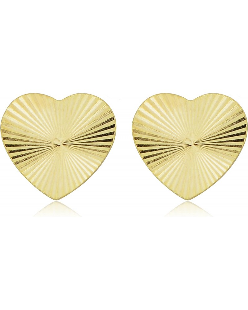 14k Yellow Gold Diamond-cut Heart Stud Earrings $30.00 Earrings