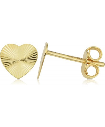 14k Yellow Gold Diamond-cut Heart Stud Earrings $30.00 Earrings