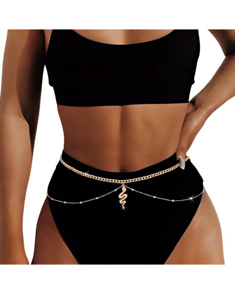 Boho Snake Belly Chain Harness Waist Chain Layered Body Chain Jewelry Sexy Party Beach Bikini Chain for Women and Girls $14.1...