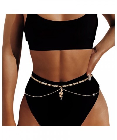 Boho Snake Belly Chain Harness Waist Chain Layered Body Chain Jewelry Sexy Party Beach Bikini Chain for Women and Girls $14.1...