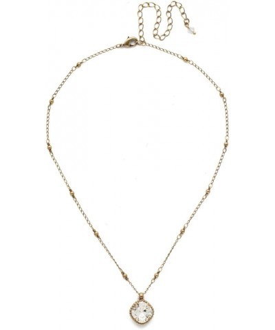 Essentials Cushion-Cut Solitaire Pendant Necklace Antique Gold-Tone Crystal $21.92 Necklaces