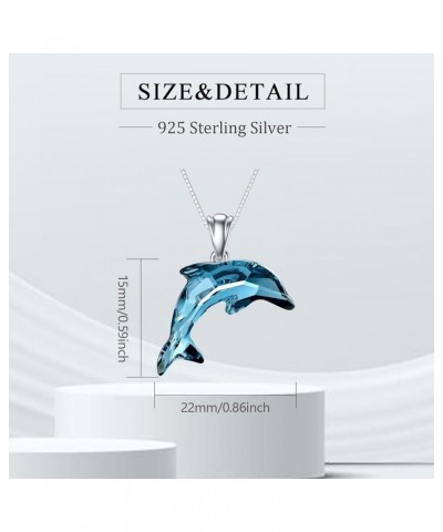 Dolphin Gifts for Women 925 Sterling Silver Dolphin Necklace Ocean Themes Necklace with Blue Crystal Dolphin Jewelry Gifts fo...