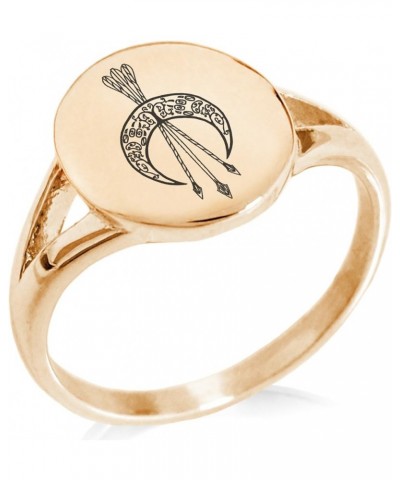 Stainless Steel Greek Goddess Minimalist Oval Top Polished Statement Rings 5 Artemis Moon Symbol Rose Gold $10.19 Rings