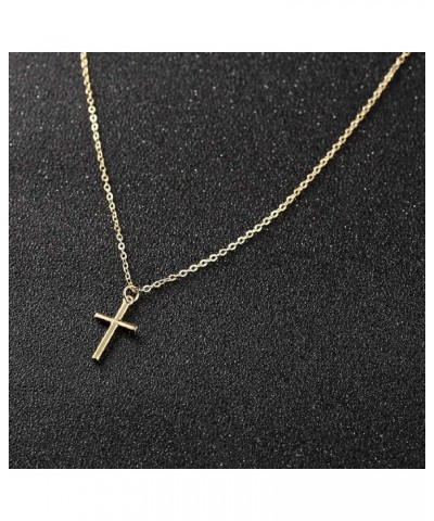 Gold Cross Necklace for Women 14K Gold Plated Chain Necklace Dainty Gold Cross Pendant Necklace Simple Cute Necklaces for Gir...