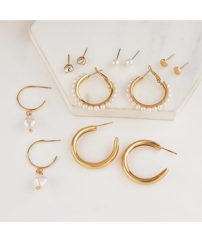 36 Pairs Gold Earring Set - Stud, Hoop, Pearl, Butterfly, Heart, Dangle Earrings for Women and Girls - Multipack Trendy Earri...