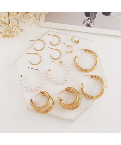 36 Pairs Gold Earring Set - Stud, Hoop, Pearl, Butterfly, Heart, Dangle Earrings for Women and Girls - Multipack Trendy Earri...