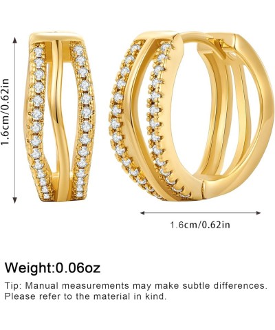 Gold Chunky Huggies Hoop Earrings CZ/Twisted Round Thick hoop Earrings for Women Jewelry Gift Split Circle $9.53 Earrings